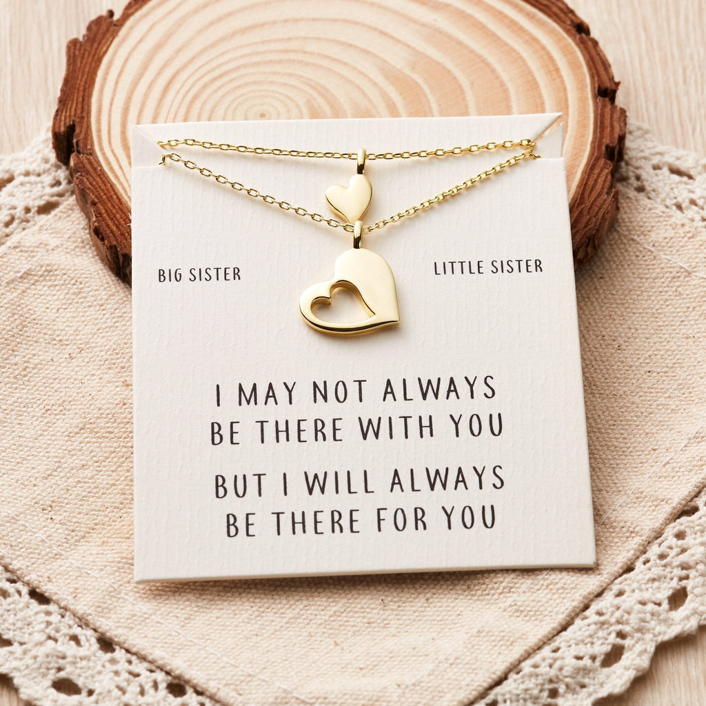 18k Gold Plated Big Sister Little Sister Piece of My Heart Necklace Set