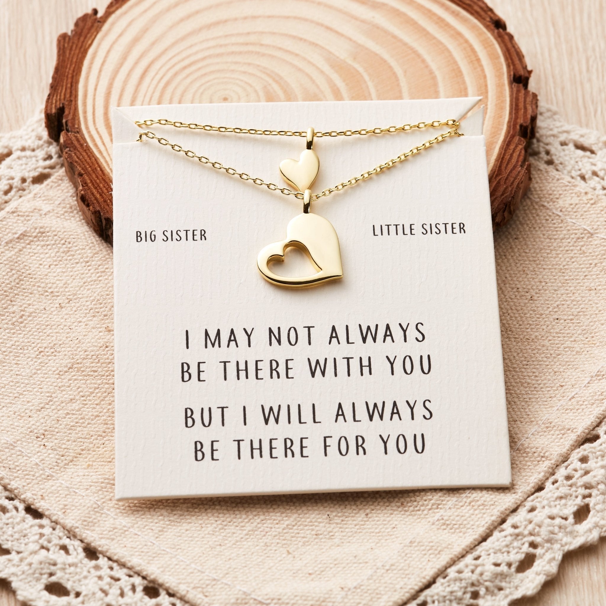 18k Gold Plated Big Sister Little Sister Piece of My Heart Necklace Set