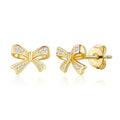 18k Gold Plated Bow Earrings Created with Zircondia® Crystals