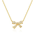 18k Gold Plated Bow Necklace Created with Zircondia® Crystals
