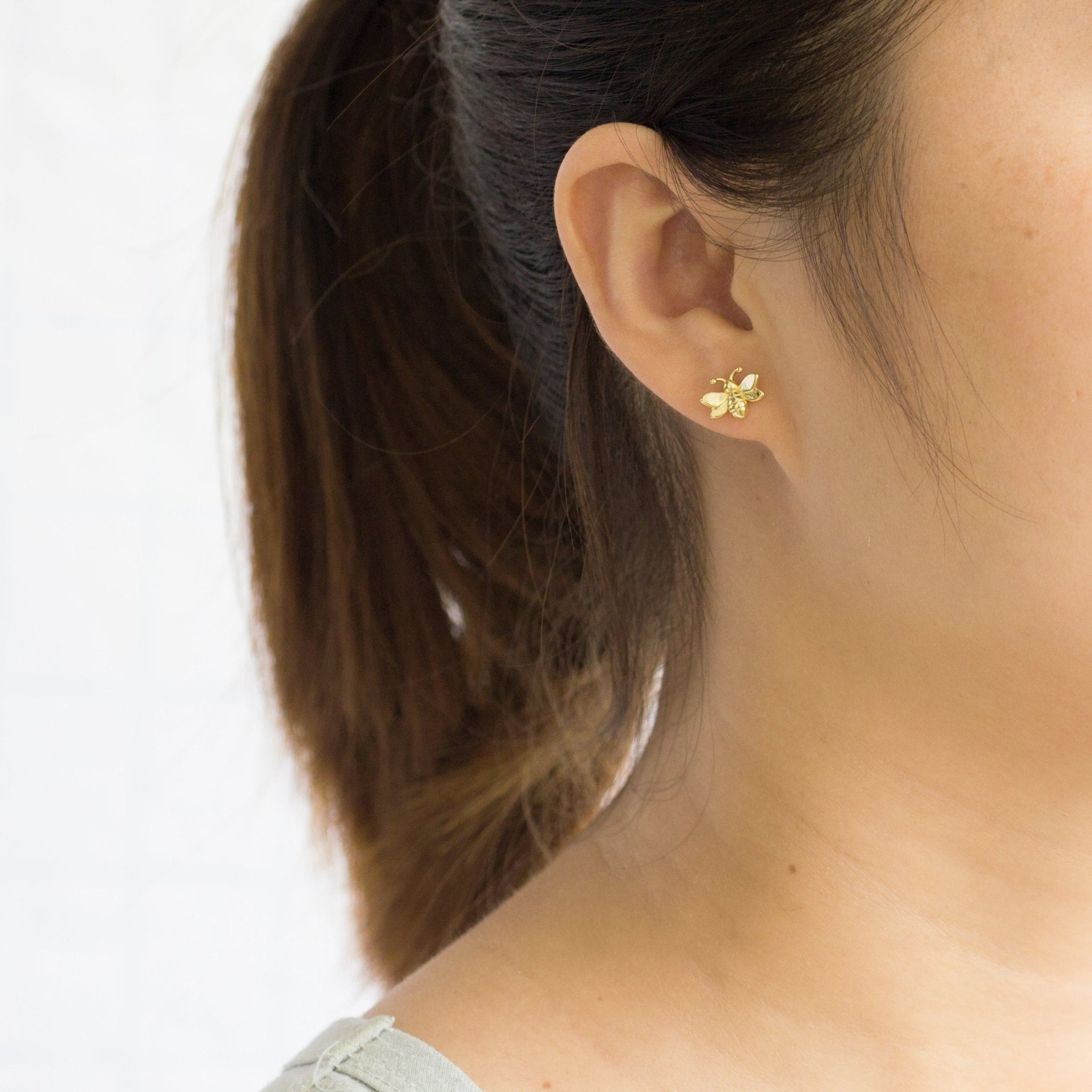 18k Gold Plated Bumble Bee Earrings