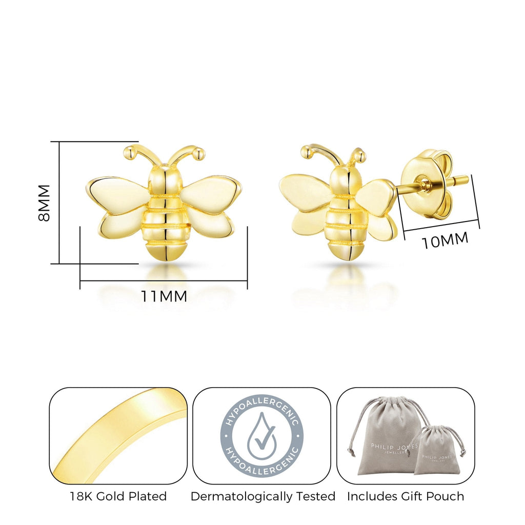 18k Gold Plated Bumble Bee Earrings