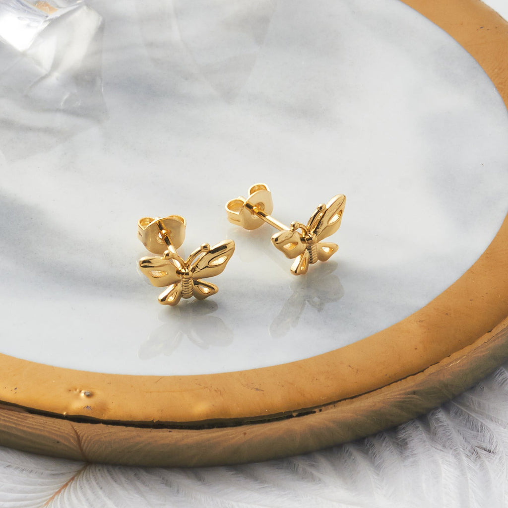 18k Gold Plated Butterfly Stud Earrings