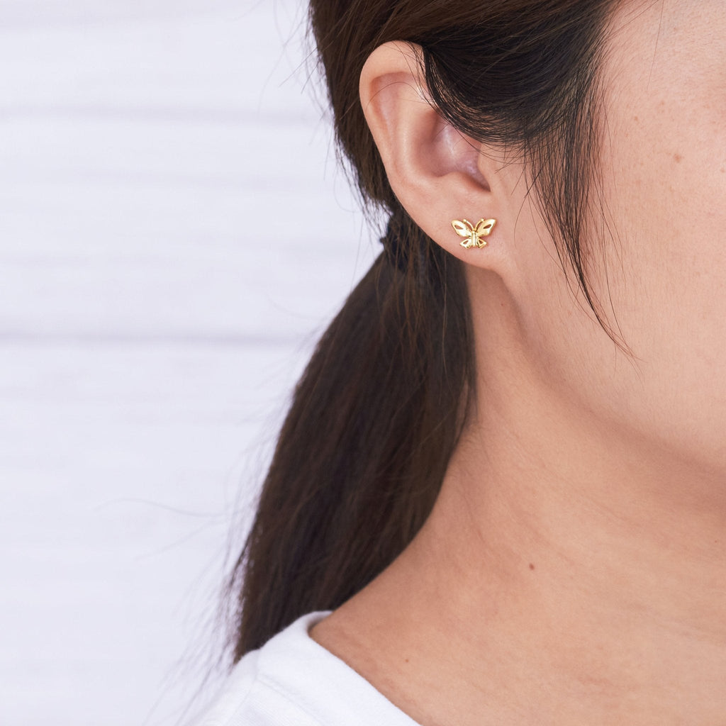 18k Gold Plated Butterfly Stud Earrings