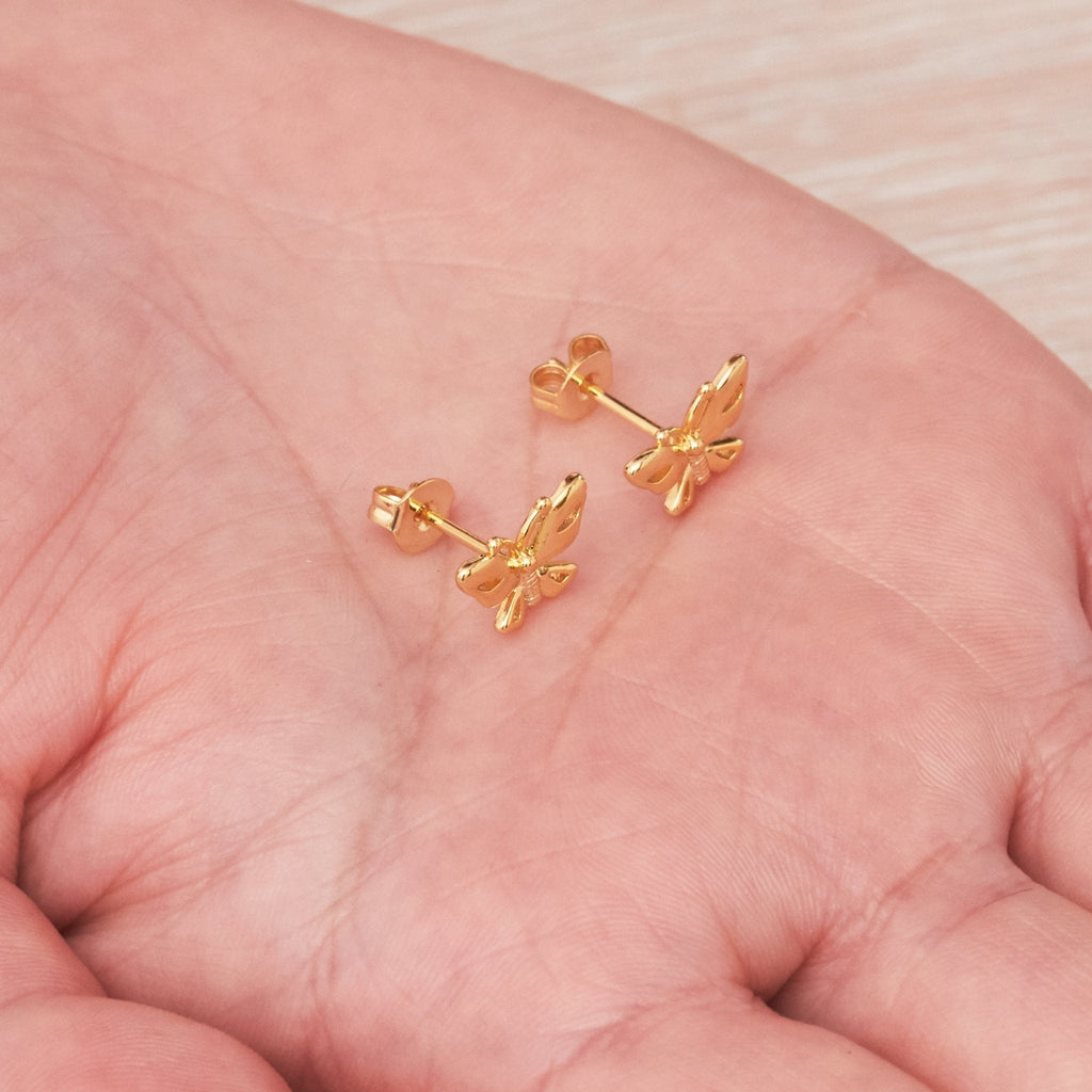 18k Gold Plated Butterfly Stud Earrings