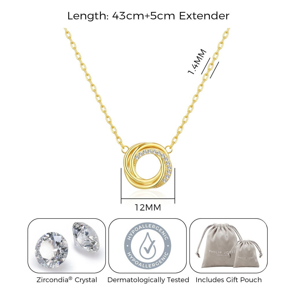 18k Gold Plated Circle Knot Necklace Created with Zircondia® Crystals