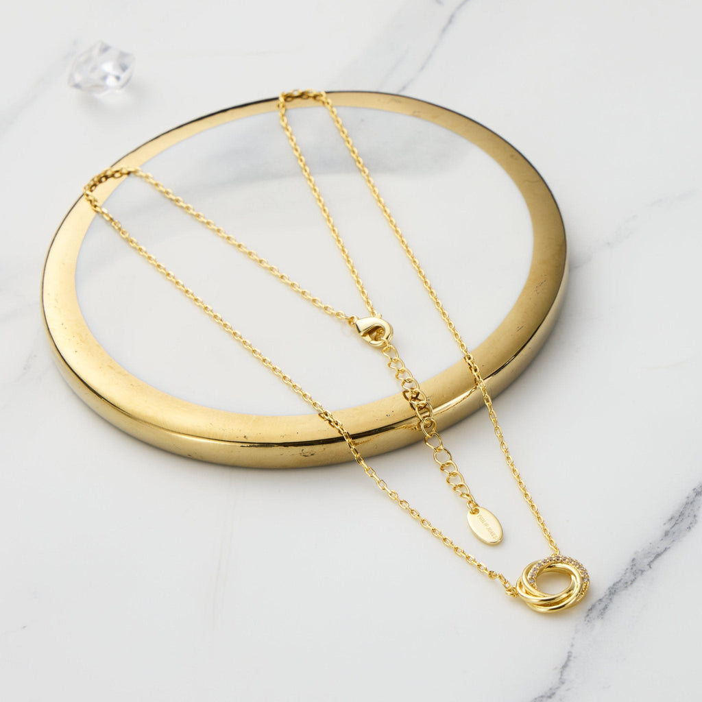 18k Gold Plated Circle Knot Necklace Created with Zircondia® Crystals