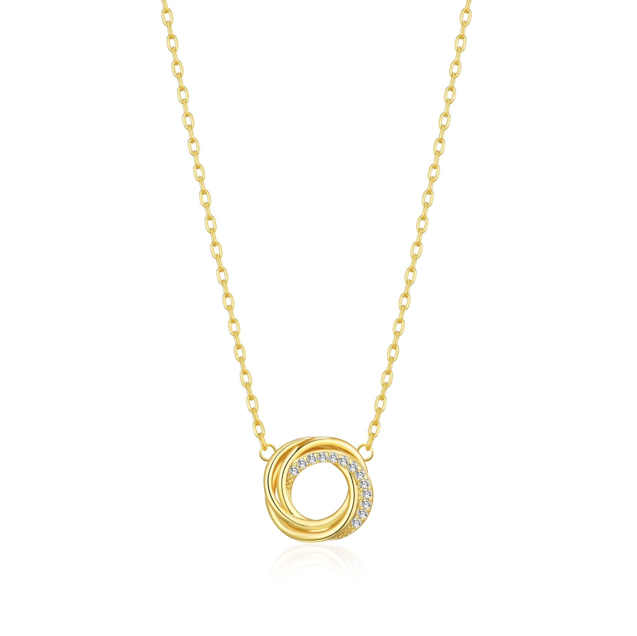 18k Gold Plated Circle Knot Necklace Created with Zircondia® Crystals