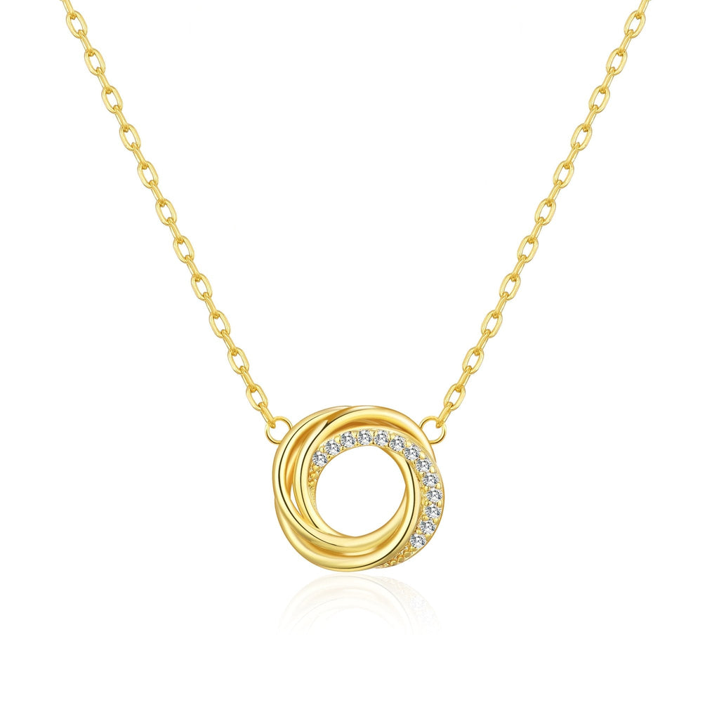 18k Gold Plated Circle Knot Necklace Created with Zircondia® Crystals