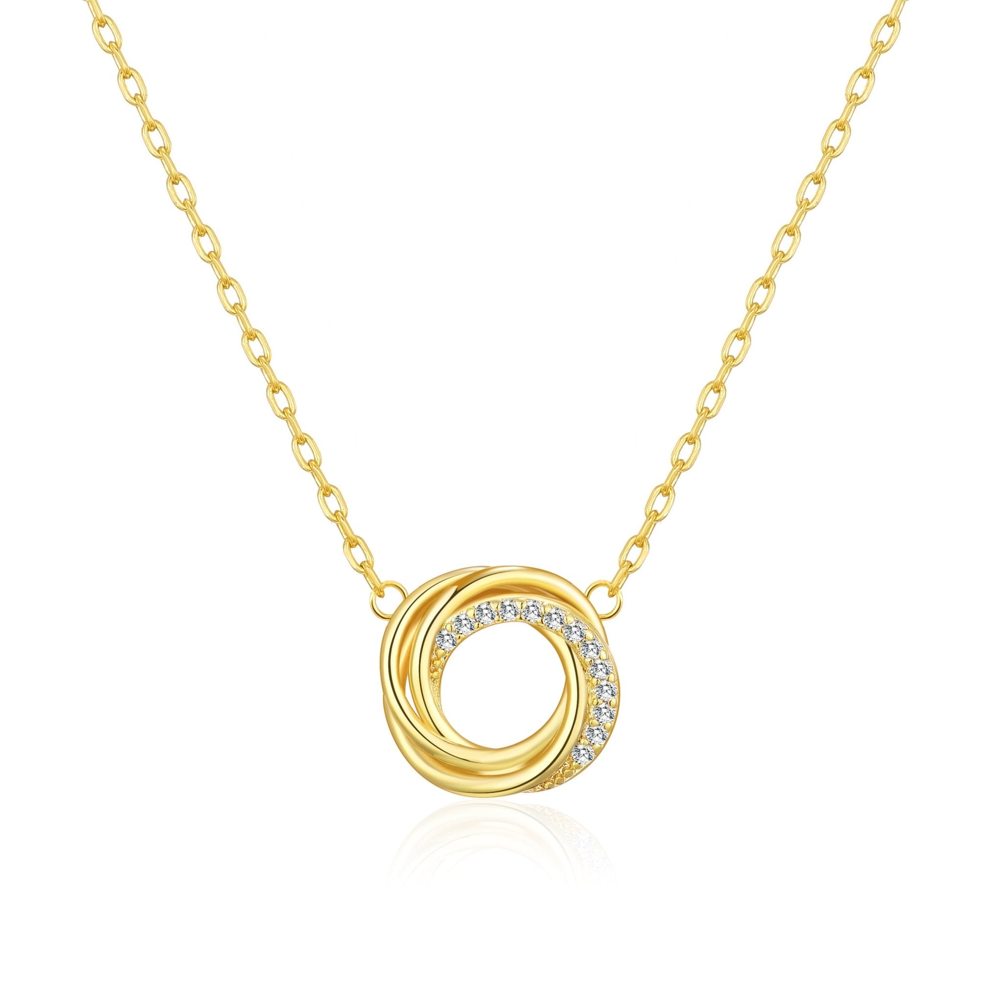 18k Gold Plated Circle Knot Necklace Created with Zircondia® Crystals
