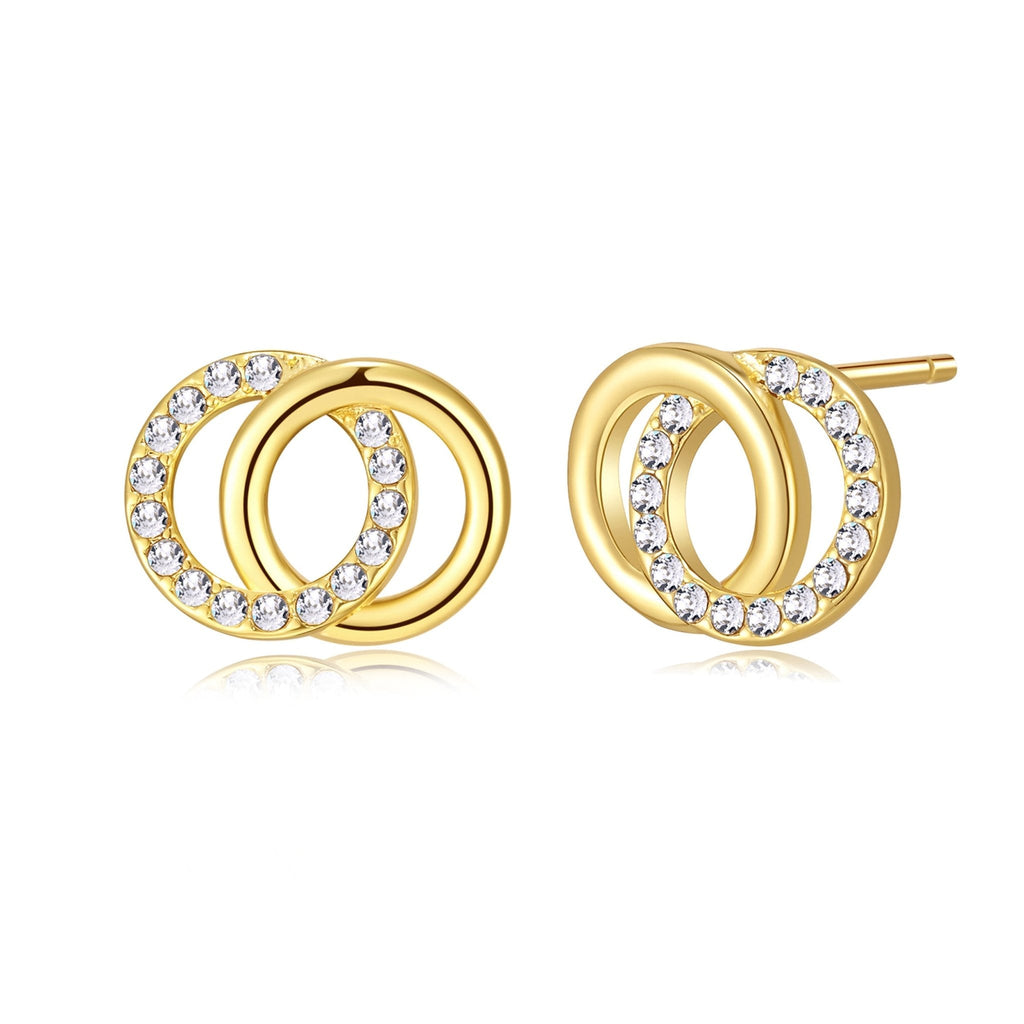 18k Gold Plated Circle Link Earrings Created with Zircondia® Crystals