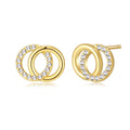 18k Gold Plated Circle Link Earrings Created with Zircondia® Crystals