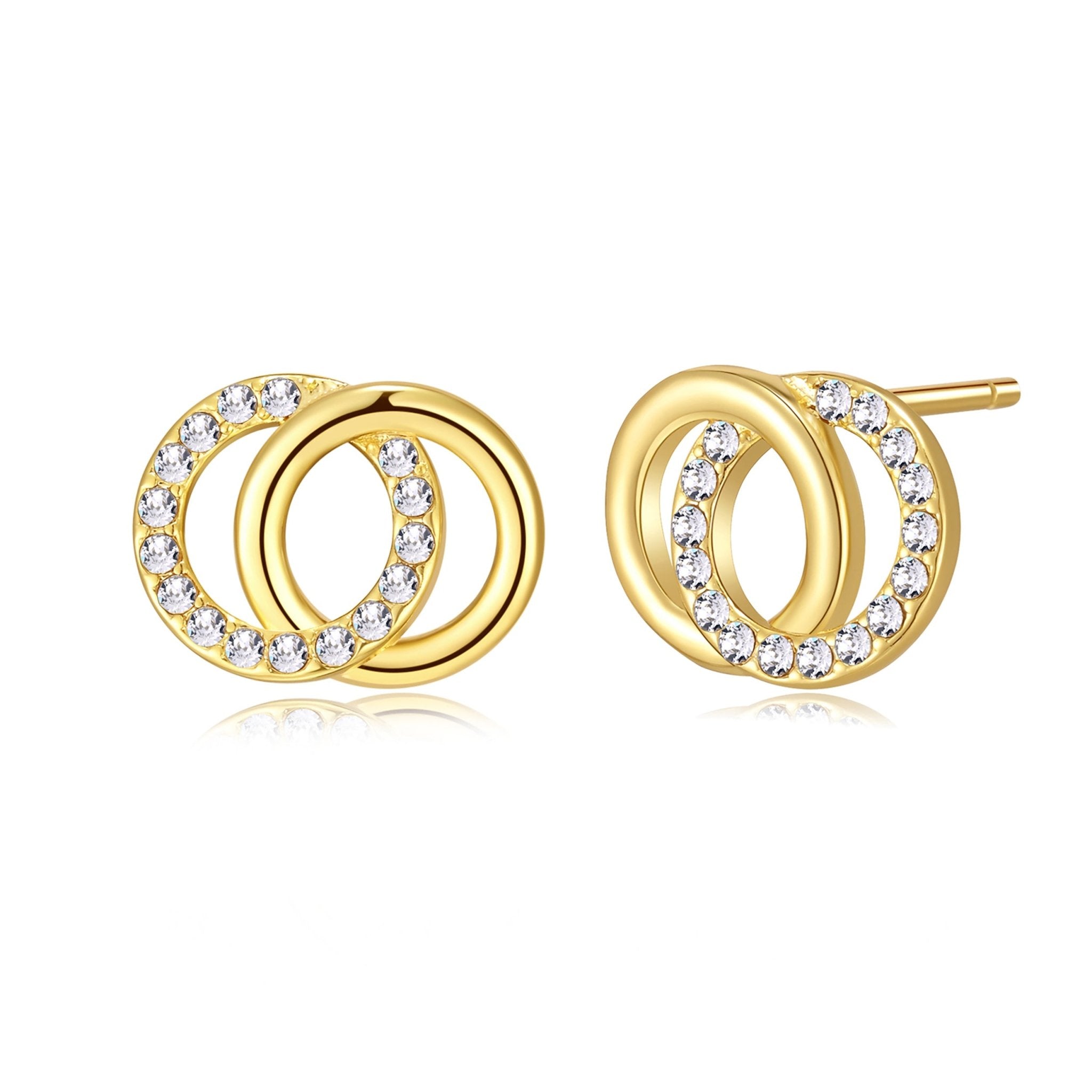 18k Gold Plated Circle Link Earrings Created with Zircondia® Crystals