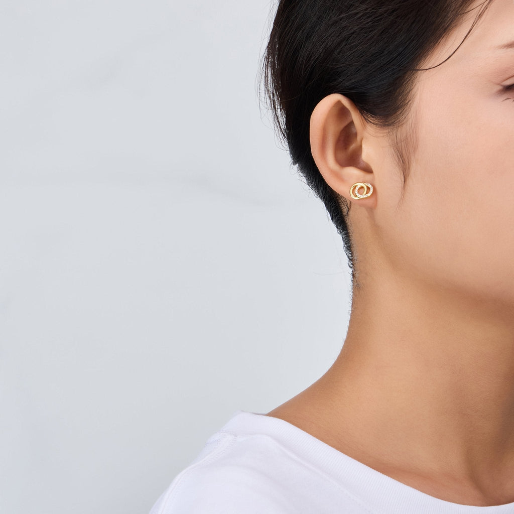 18k Gold Plated Circle Link Earrings Created with Zircondia® Crystals