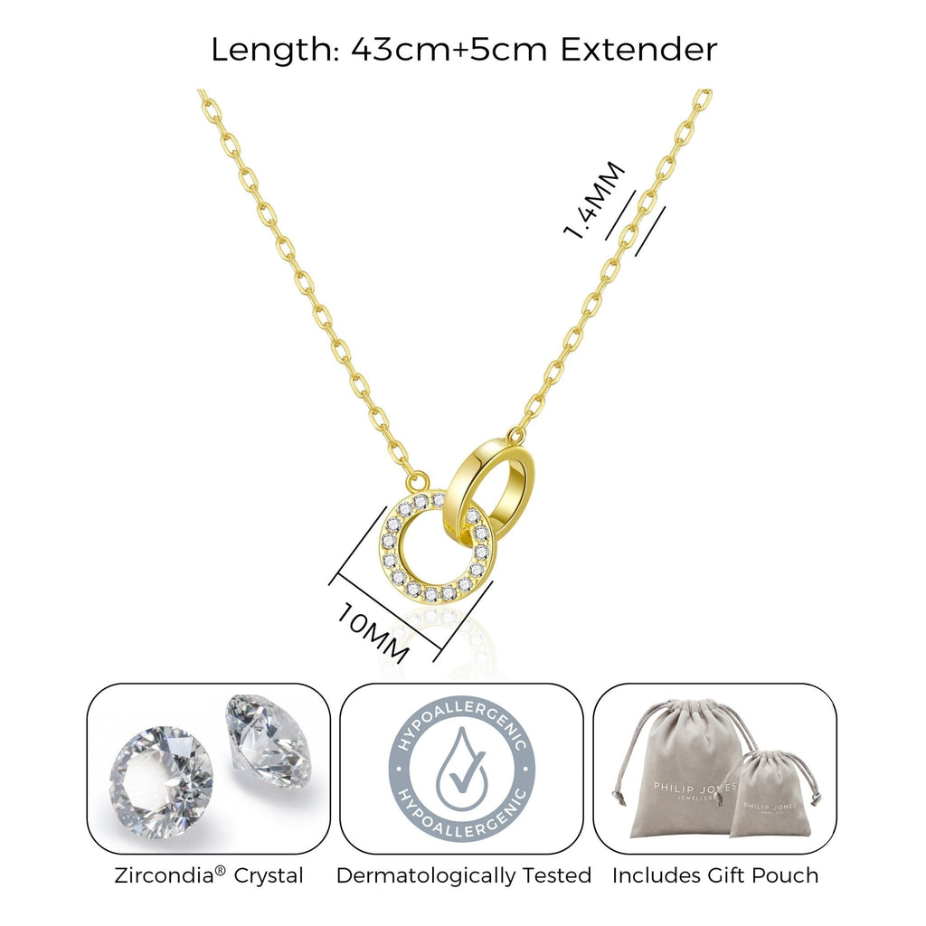 18k Gold Plated Circle Link Necklace Created with Zircondia® Crystals