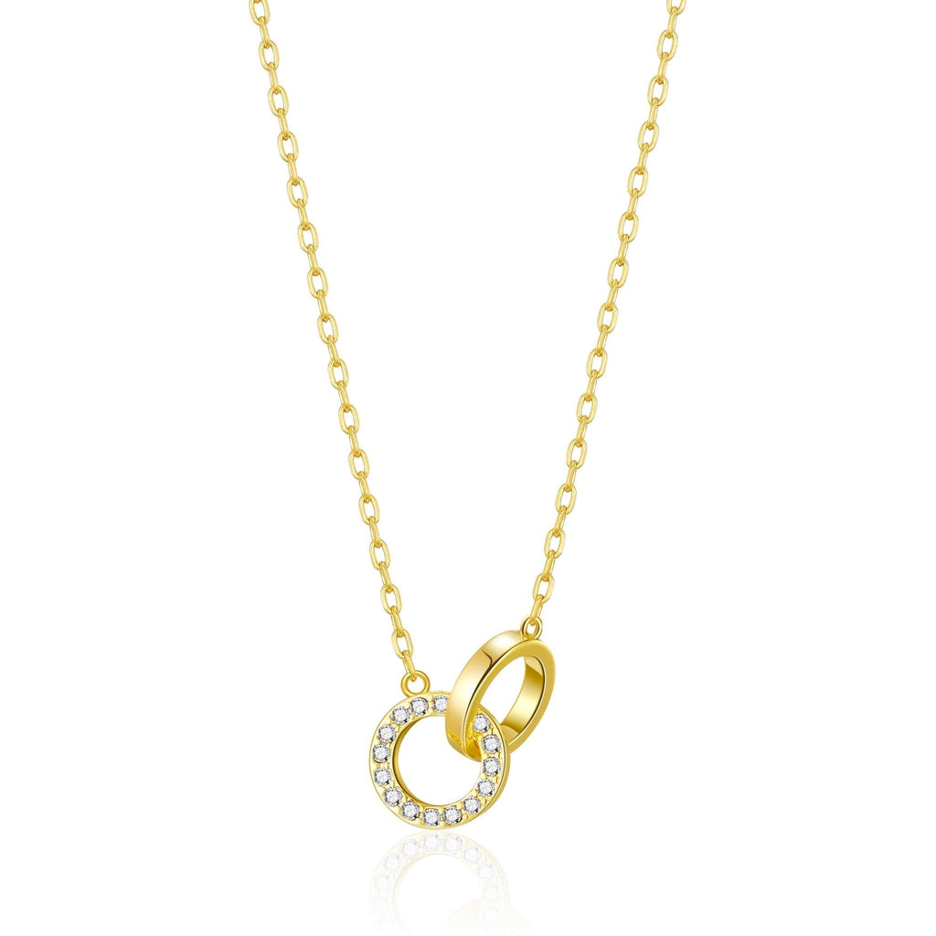 18k Gold Plated Circle Link Necklace Created with Zircondia® Crystals