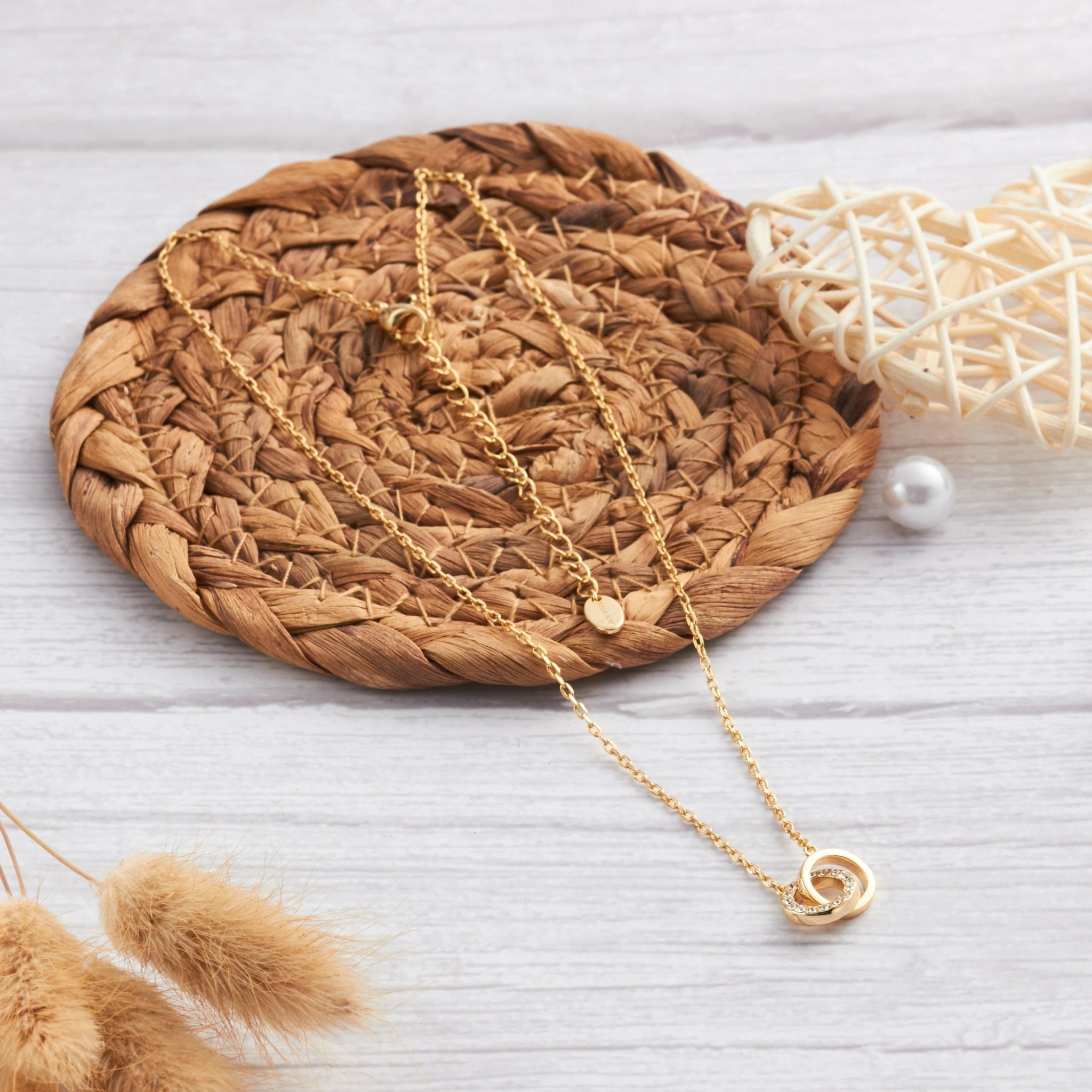 18k Gold Plated Circle Link Necklace Created with Zircondia® Crystals