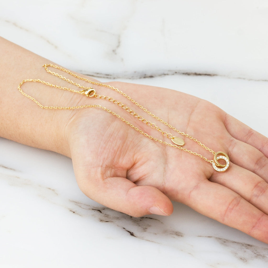 18k Gold Plated Circle Link Necklace Created with Zircondia® Crystals
