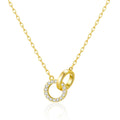 18k Gold Plated Circle Link Necklace Created with Zircondia® Crystals