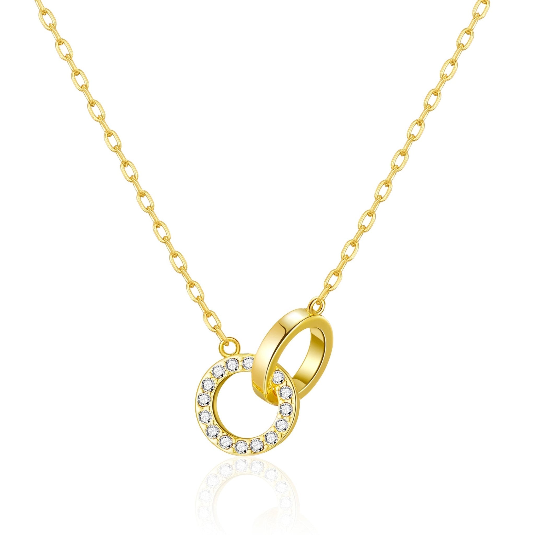 18k Gold Plated Circle Link Necklace Created with Zircondia® Crystals