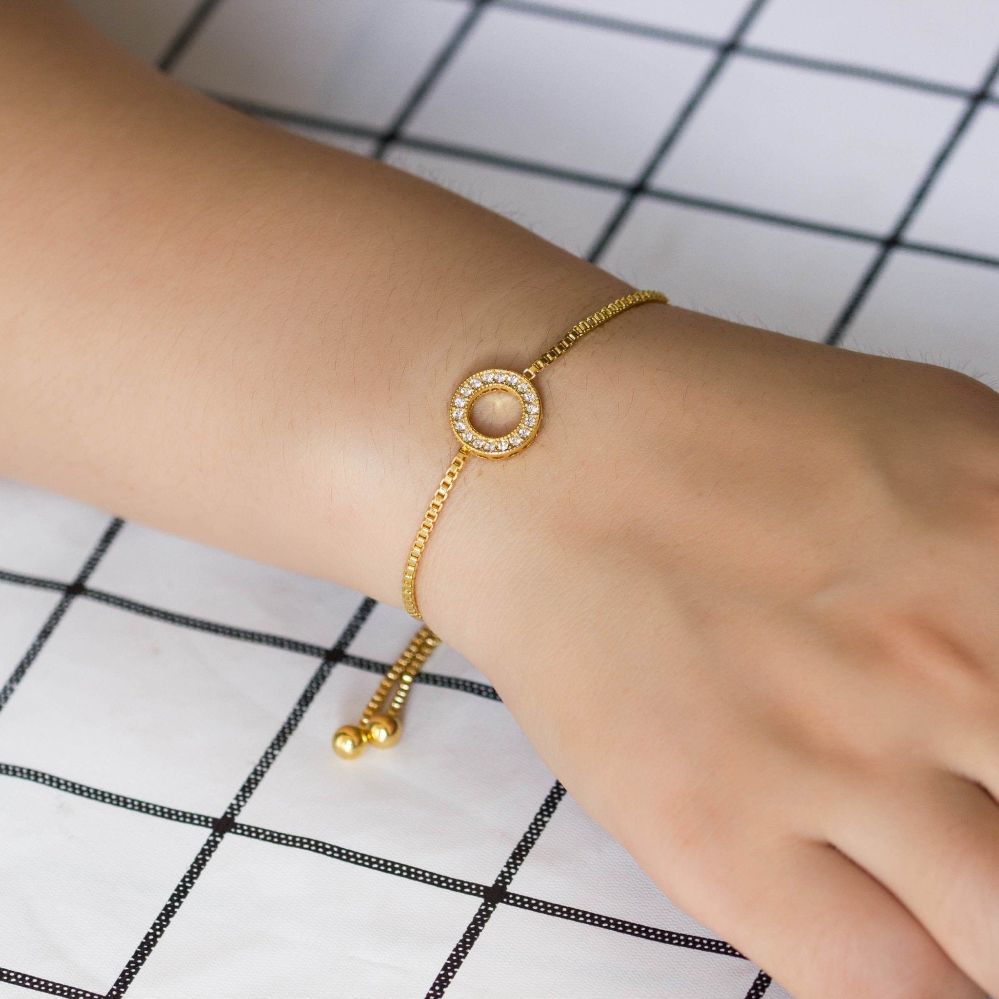 18k Gold Plated Circle of Life Friendship Slider Bracelet Created with Zircondia® Crystals