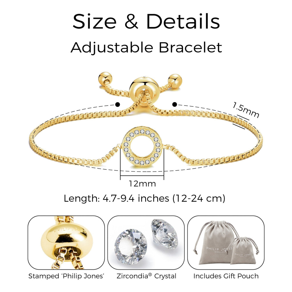 18k Gold Plated Circle of Life Friendship Slider Bracelet Created with Zircondia® Crystals