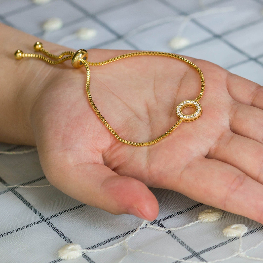 18k Gold Plated Circle of Life Friendship Slider Bracelet Created with Zircondia® Crystals