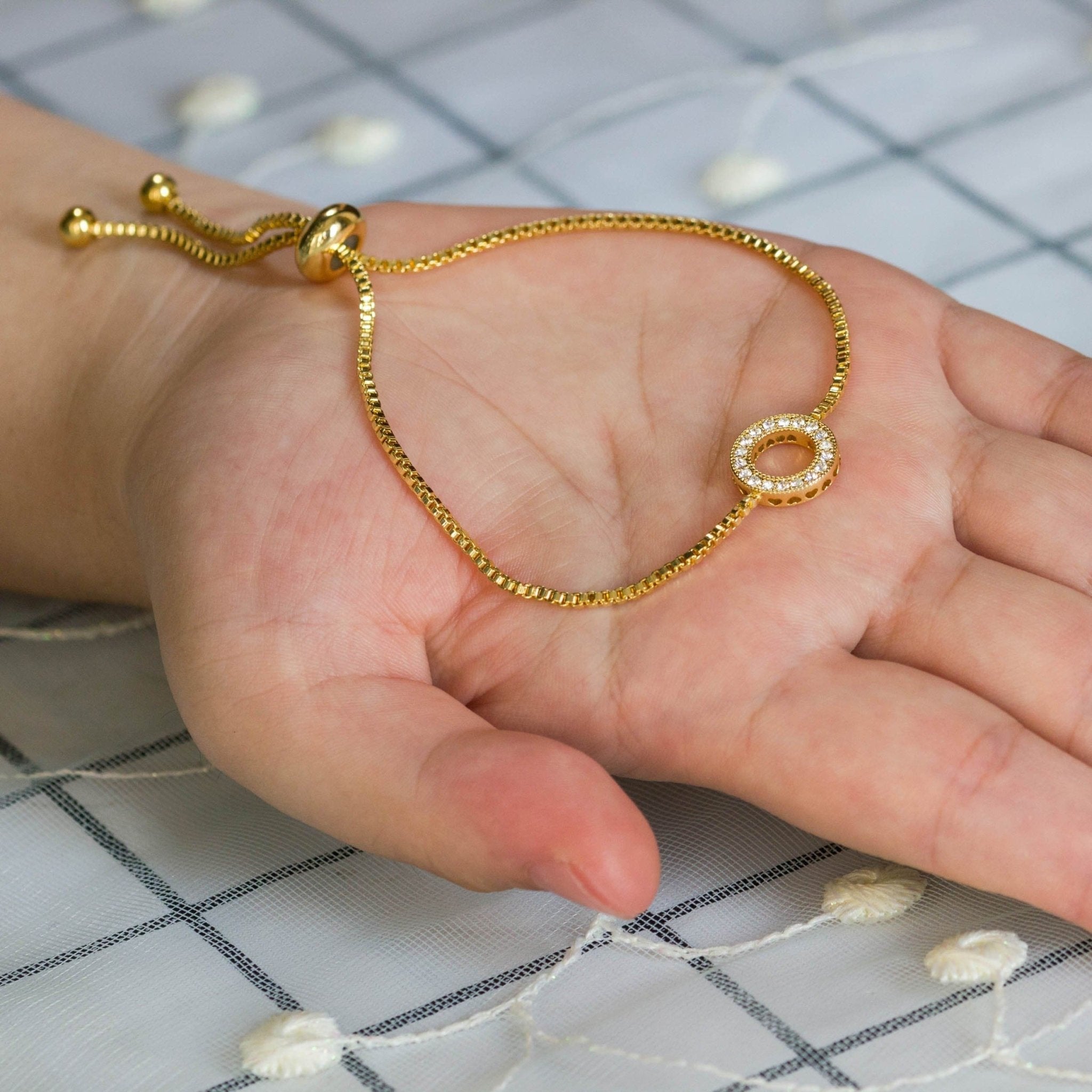 18k Gold Plated Circle of Life Friendship Slider Bracelet Created with Zircondia® Crystals