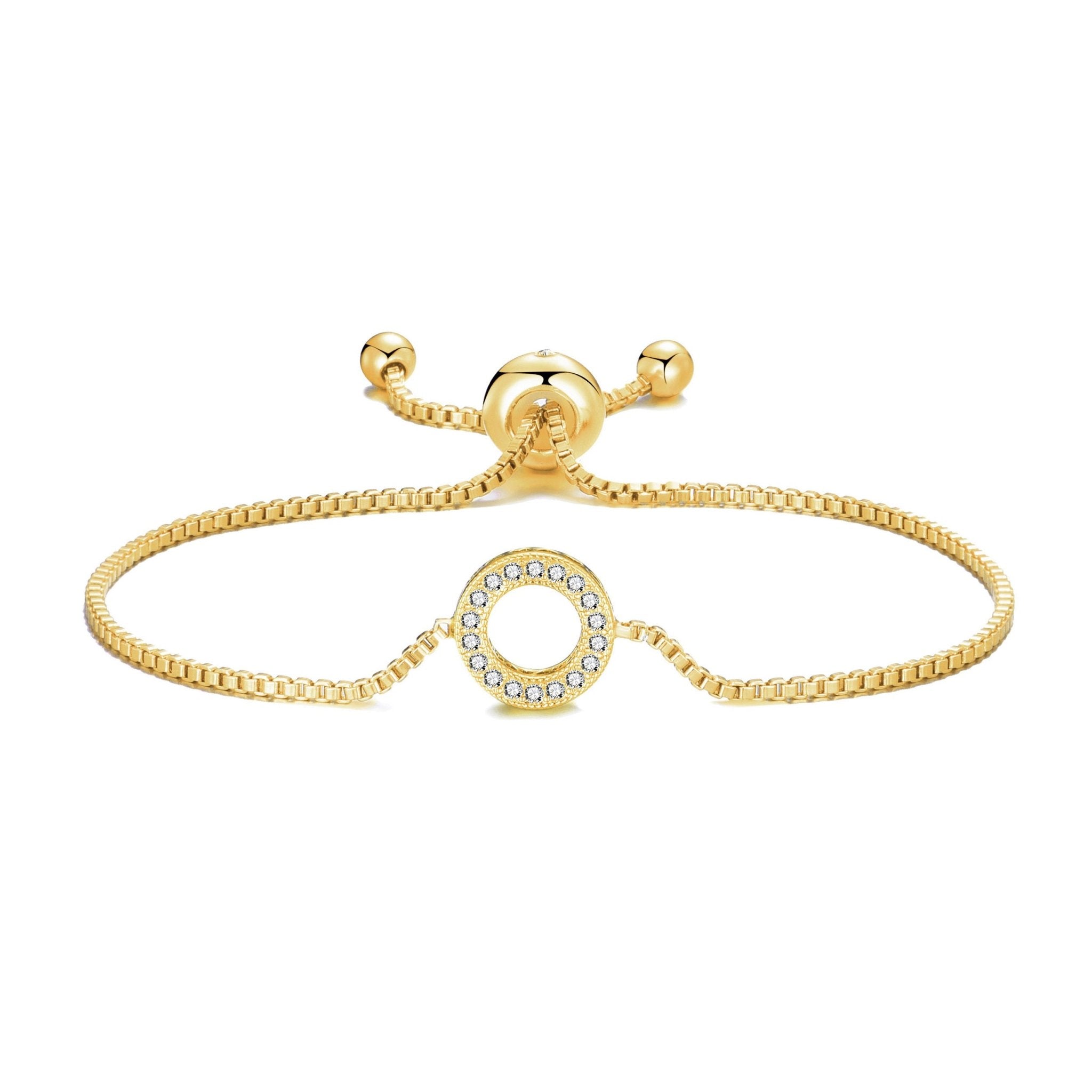 18k Gold Plated Circle of Life Friendship Slider Bracelet Created with Zircondia® Crystals
