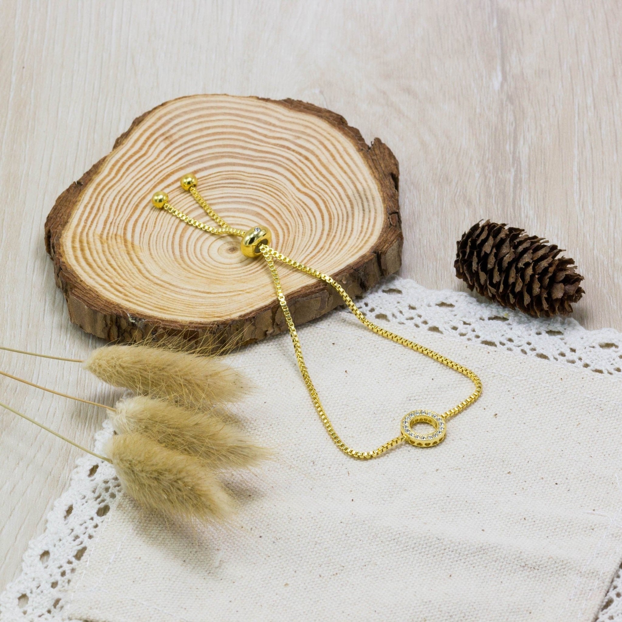 18k Gold Plated Circle of Life Friendship Slider Bracelet Created with Zircondia® Crystals