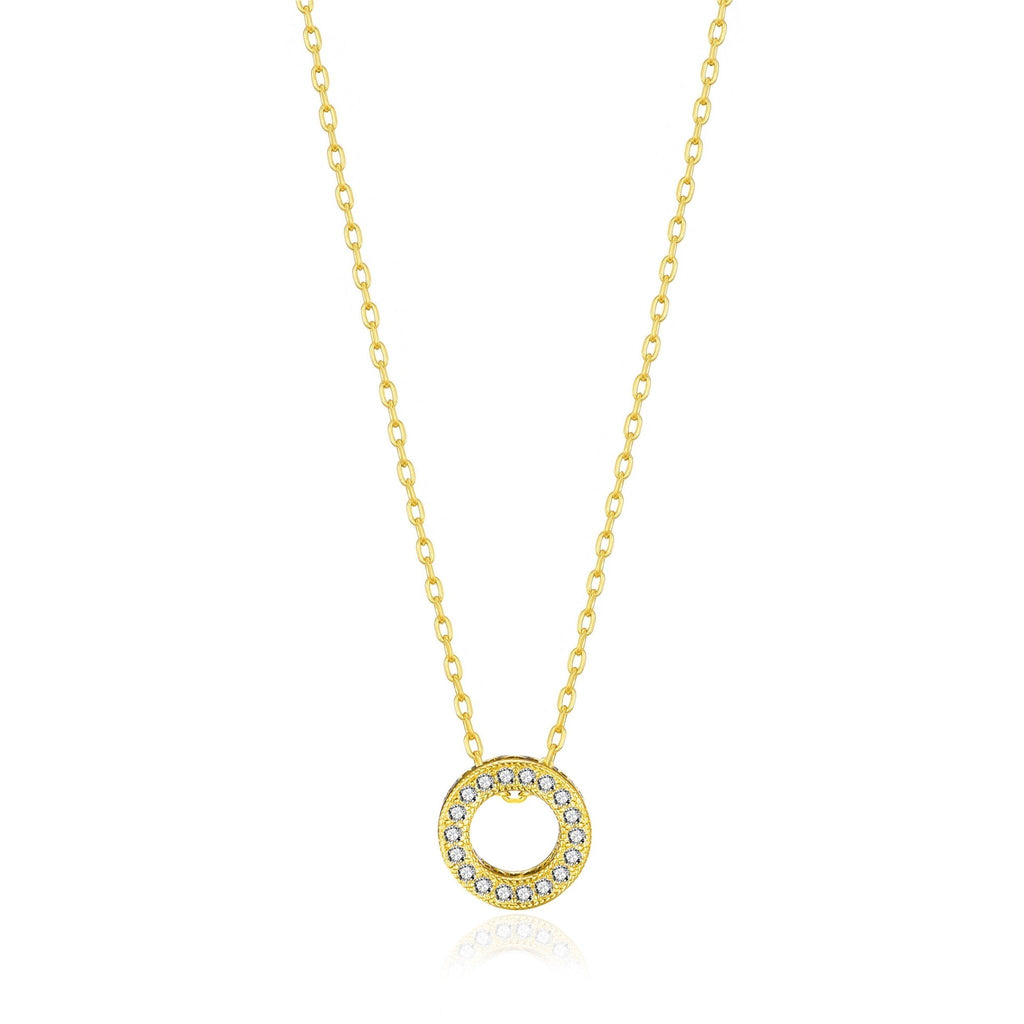 18k Gold Plated Circle of Life Necklace Created with Zircondia® Crystals