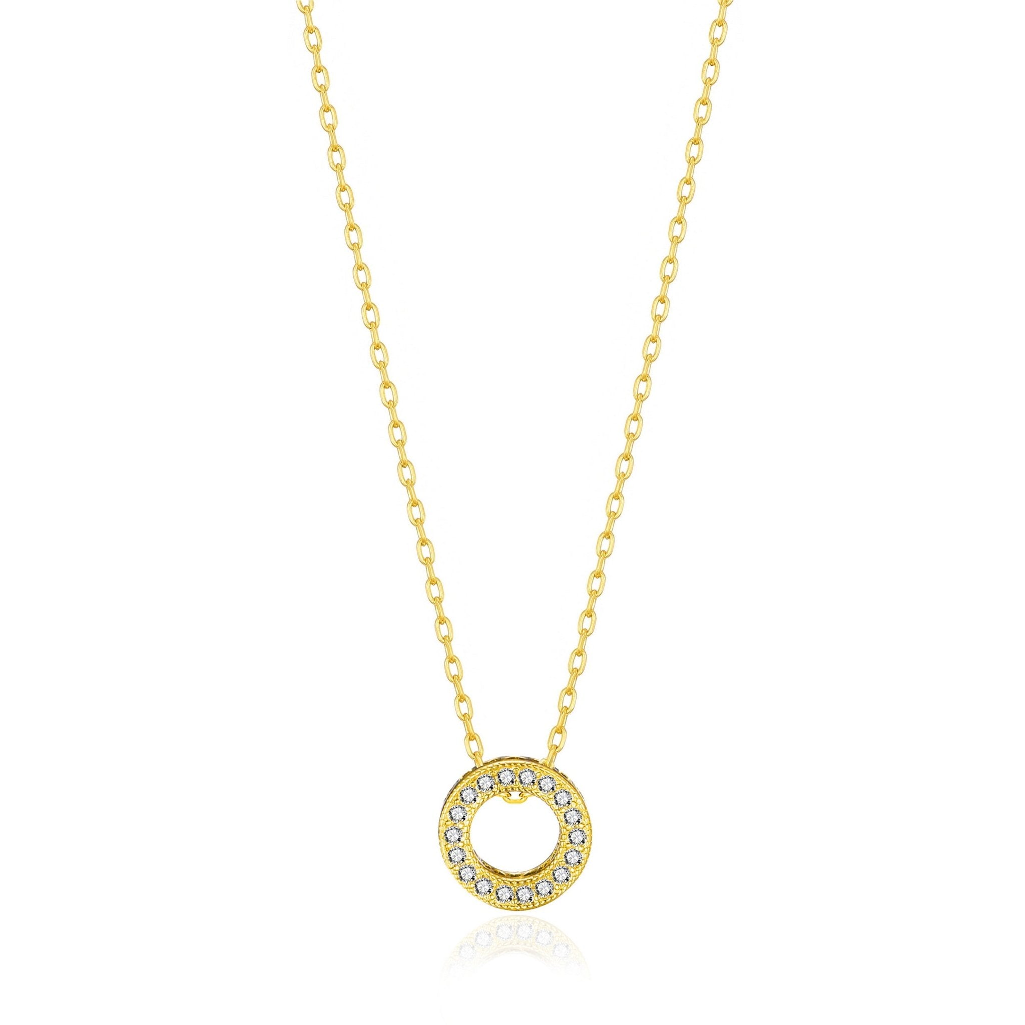 18k Gold Plated Circle of Life Necklace Created with Zircondia® Crystals