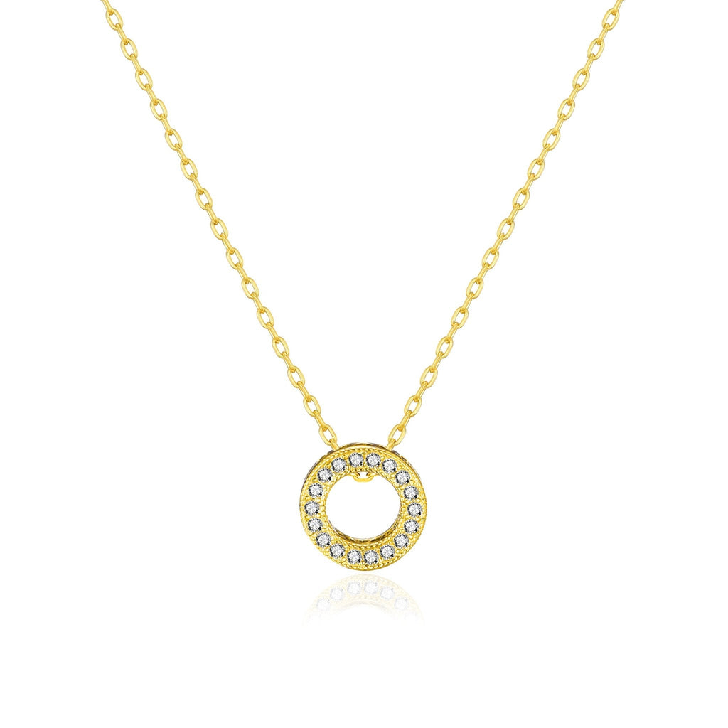 18k Gold Plated Circle of Life Necklace Created with Zircondia® Crystals