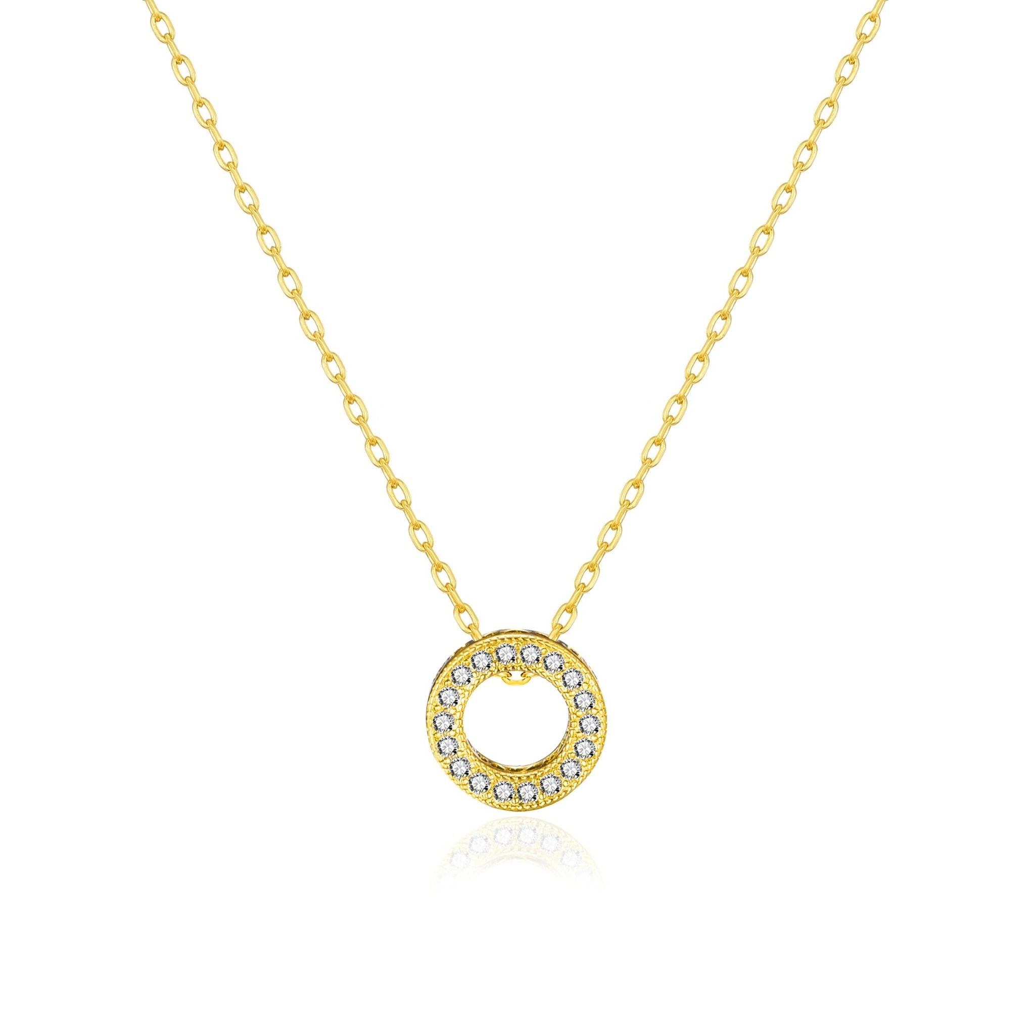 18k Gold Plated Circle of Life Necklace Created with Zircondia® Crystals