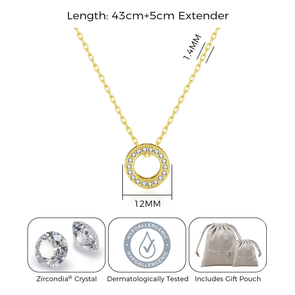 18k Gold Plated Circle of Life Necklace Created with Zircondia® Crystals
