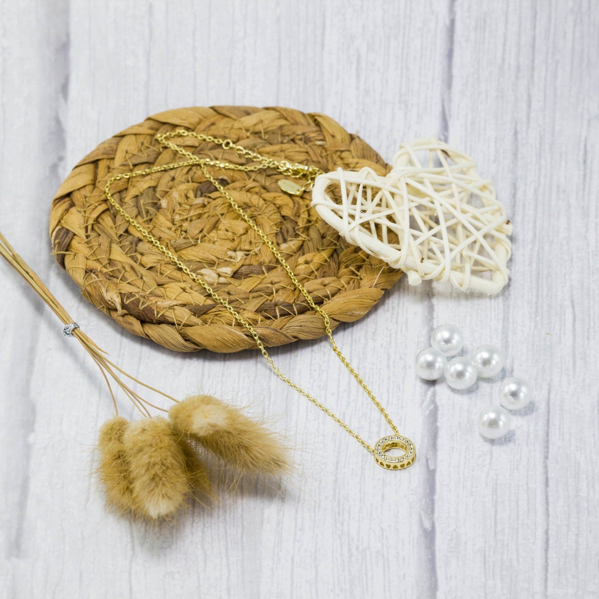 18k Gold Plated Circle of Life Necklace Created with Zircondia® Crystals