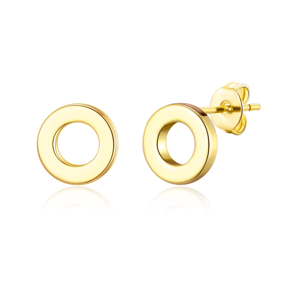 18k Gold Plated Circle Stud Earrings