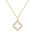 18k Gold Plated Clover Necklace Created with Zircondia® Crystals