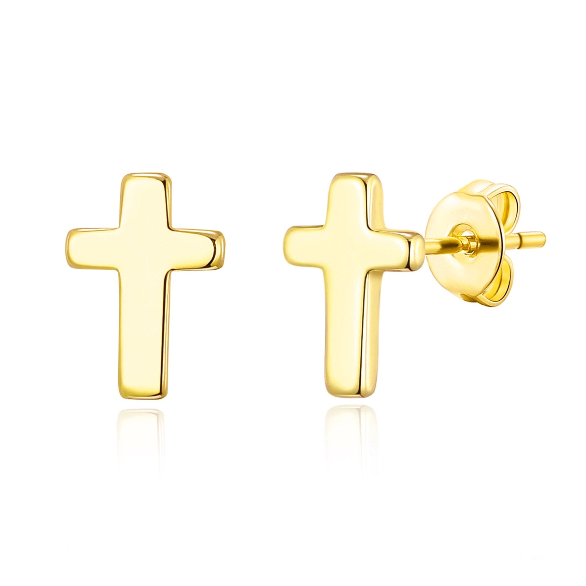 18k Gold Plated Cross Stud Earrings