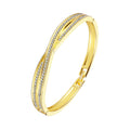 18k Gold Plated Crossover Bangle Created with Zircondia® Crystals (7 Inch)