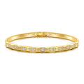 18k Gold Plated Cubic Bangle Created with Zircondia® Crystals (7 Inch)