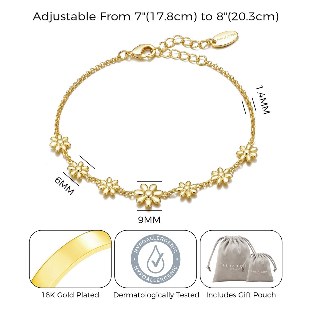18k Gold Plated Daisy Bracelet