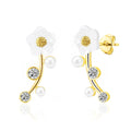 18k Gold Plated Daisy Climber Earrings Created with Zircondia® Crystals