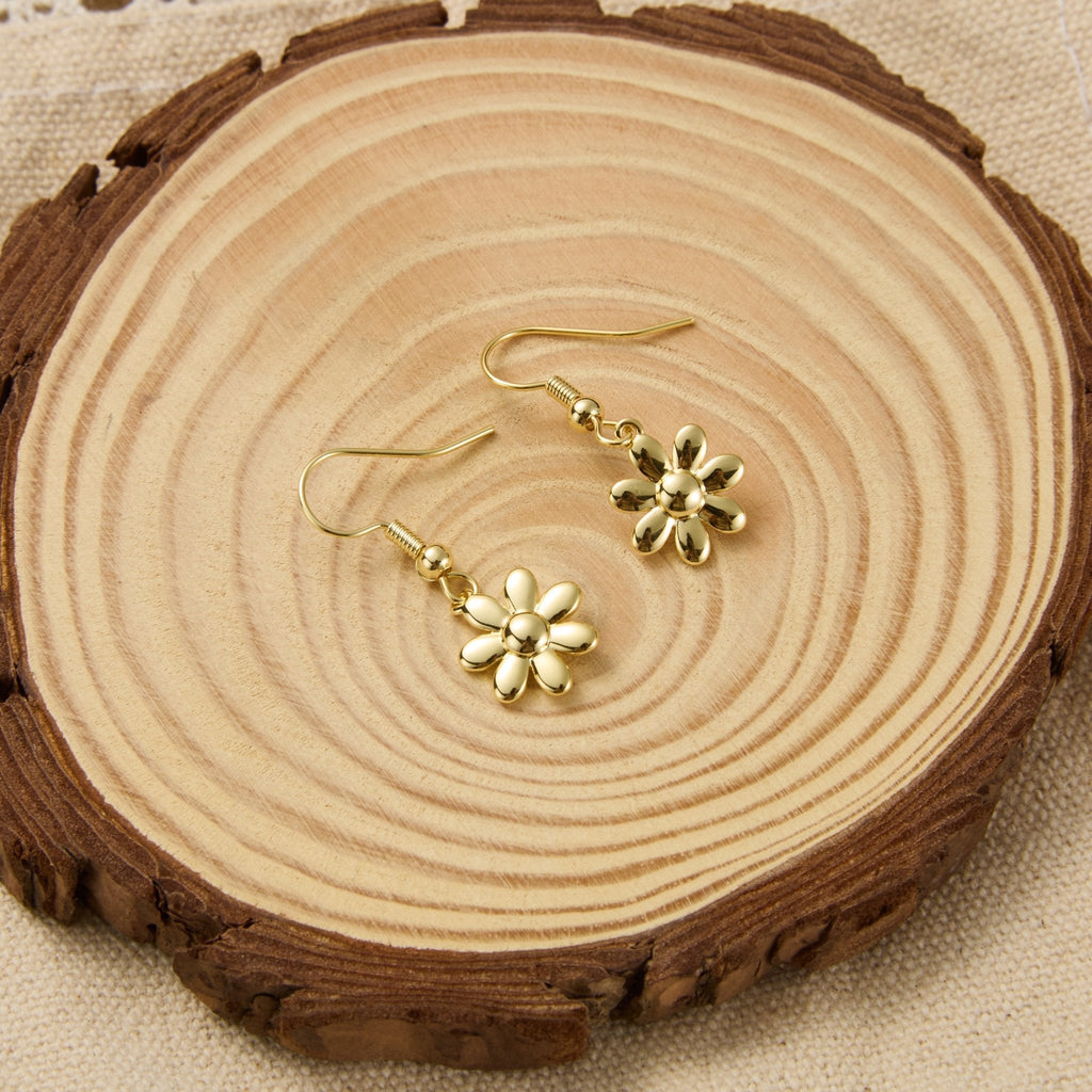 18k Gold Plated Daisy Drop Earrings