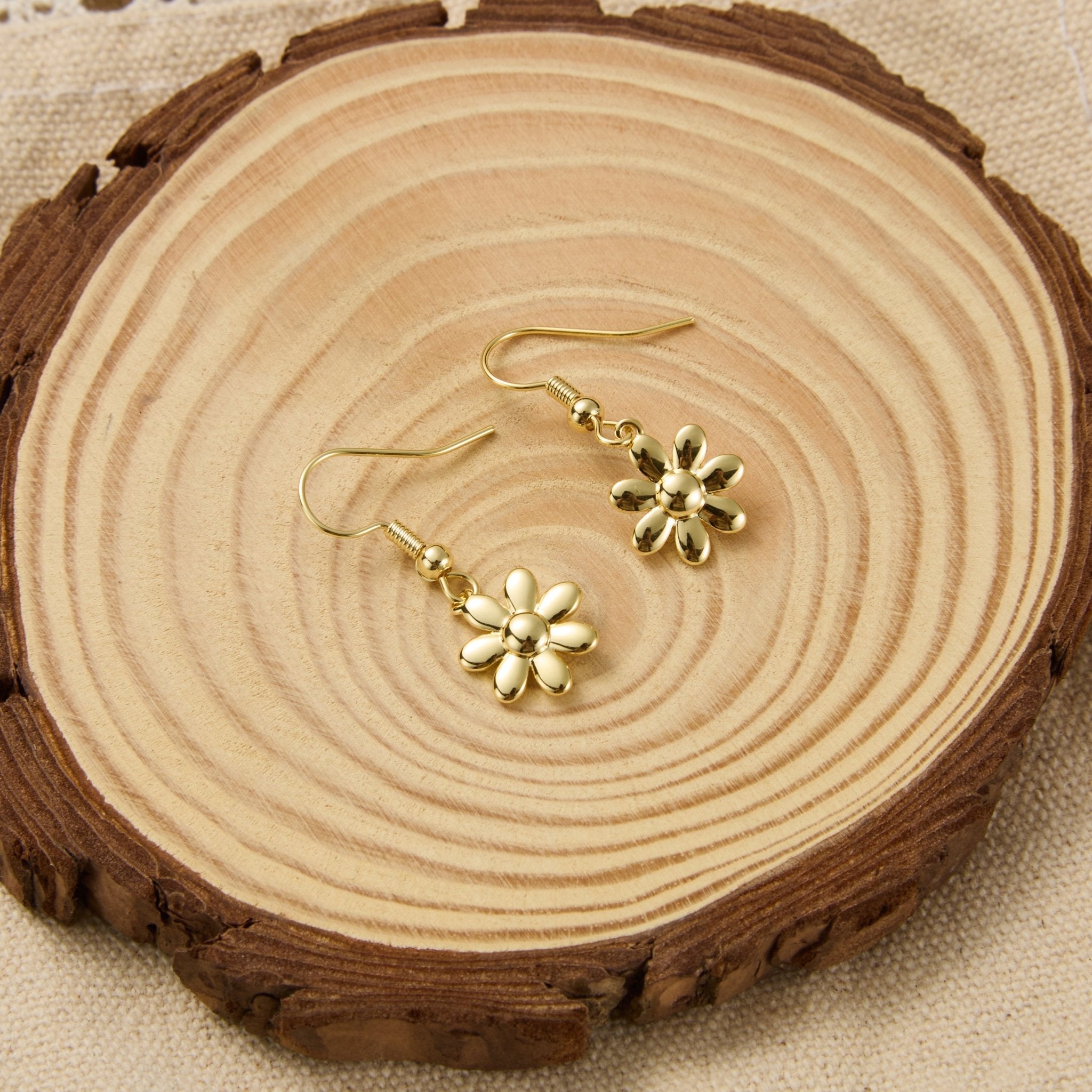 18k Gold Plated Daisy Drop Earrings