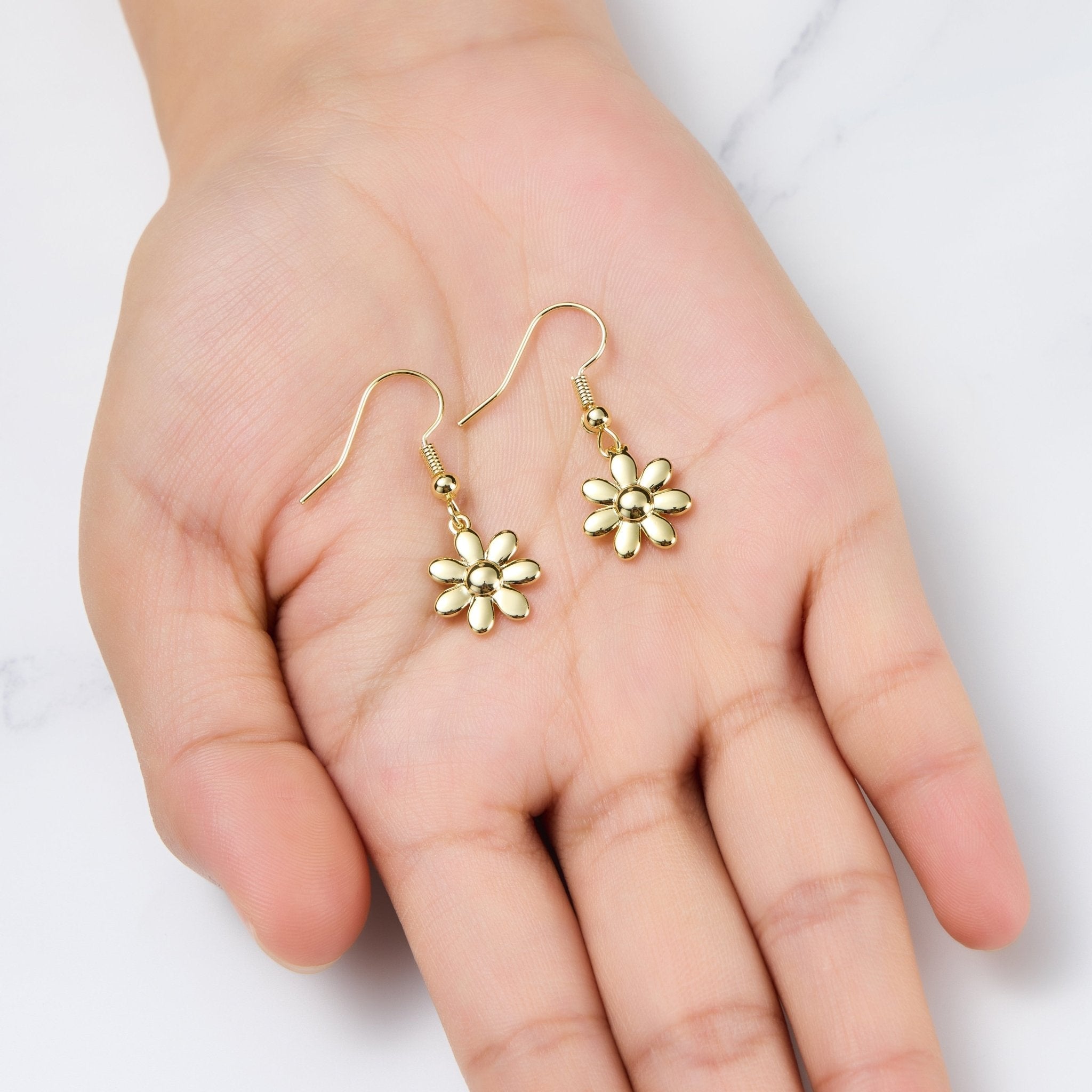 18k Gold Plated Daisy Drop Earrings