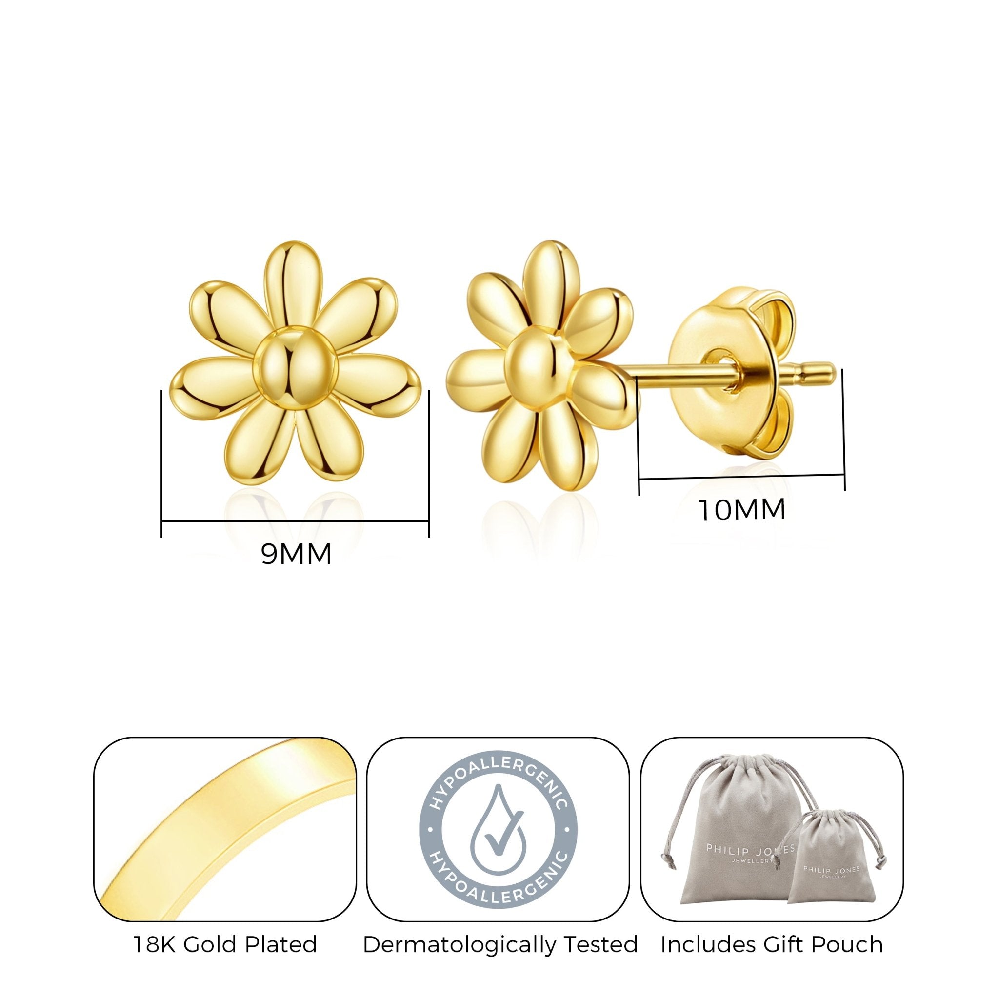 18k Gold Plated Daisy Earrings