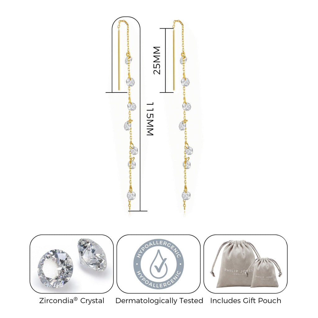 18k Gold Plated Dangle Thread Earrings Created with Zircondia® Crystals