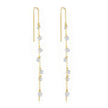 18k Gold Plated Dangle Thread Earrings Created with Zircondia® Crystals