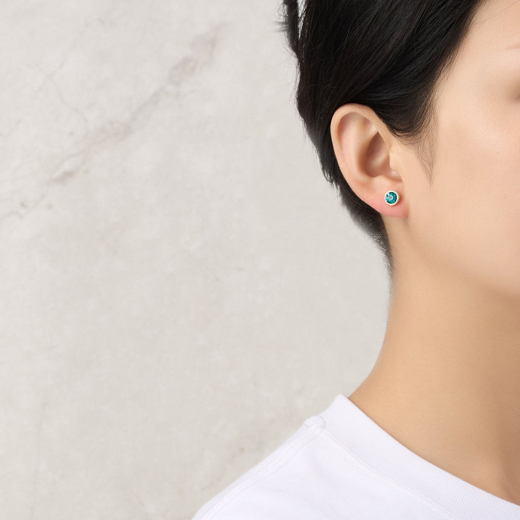 18k Gold Plated December (Blue Topaz) Birthstone Earrings Created with Zircondia® Crystals